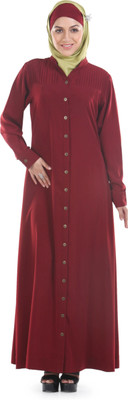 Momin Libas Polyester Solid Abaya(Maroon)