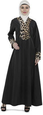 Momin Libas Polyester Solid Burqa(Black)