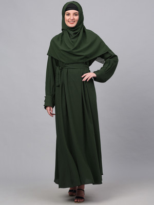 Klotthe Polyester Self Design Burqa(Green)