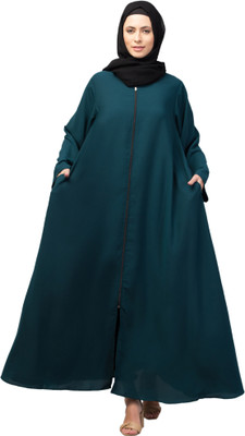HIJAB WORLD Nida Matte Solid Burqa(Green)