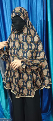 ZAINABCREATION Cotton Blend Printed, Self Design Abaya(Black)
