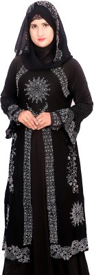 ABAYA MAYA ENTERPRISES Crepe Self Design Burqa With Hijab(Black)