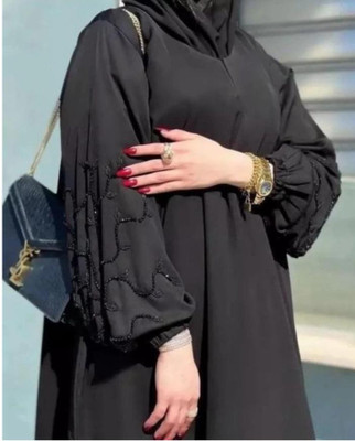SALAHWEARS Kashibo Self Design Burqa With Hijab(Black)