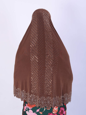 TEXNOVA Polyester Self Design Abaya(Brown)