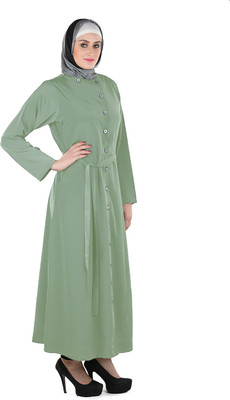 FORELEVY Polyester Solid Abaya(Green)