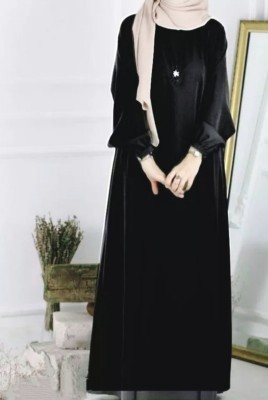 black rose Polyester Self Design, Solid Burqa With Hijab(Black)