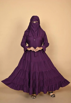 DS DRESSES Crepe Burqa With Hijab(Purple)
