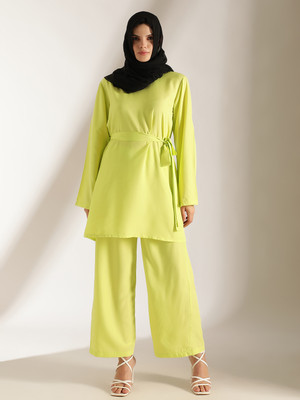 KOTTY Crepe Solid Abaya(Green)