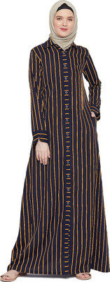 Momin Libas Polyester Striped Abaya(Multicolor)