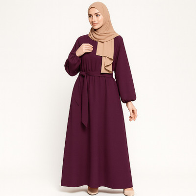 KK FASHION Cotton Silk Solid Burqa(Purple)