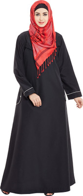 Momin Libas Polyester Solid Burqa(Black)