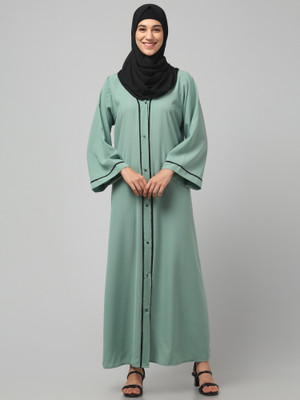 Recnettrends Crepe Solid Burqa(Green)