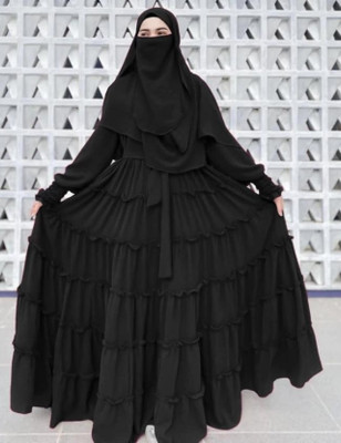 DCSTORE1 Polyester Solid Burqa With Hijab(Black)