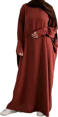 ovais abaya collection Nida Matte Solid Burqa With Hijab(Maroon)