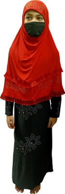 shophome Silk Blend Self Design Burqa With Hijab(Black)