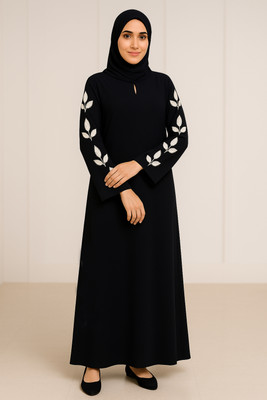 aaruh Polyester Self Design Burqa With Hijab(Black)