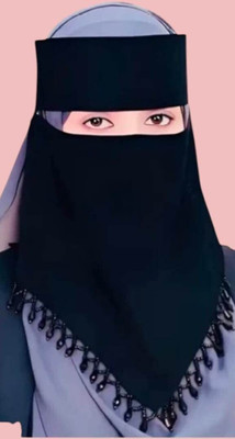 AHLCREATION Cotton Blend Solid Abaya With Hijab(Black)