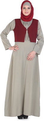Momin Libas Polyester Solid Abaya(Grey)