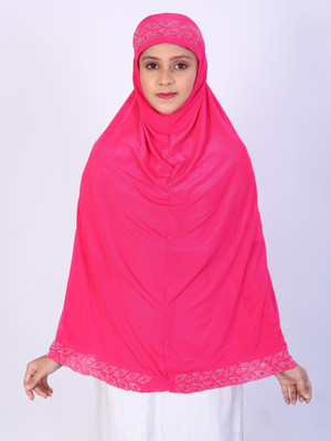 TEXNOVA Polyester Self Design Abaya(Pink)