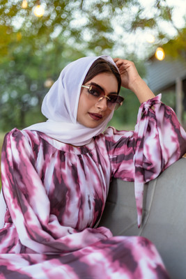 bhavyata Georgette Printed Abaya(Purple)