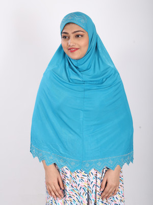 TEXNOVA Polyester Self Design Abaya(Blue)