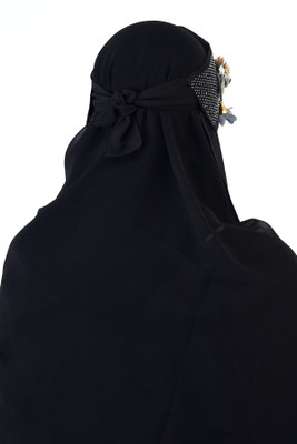 Nalmie Georgette Solid Naqab(Black)