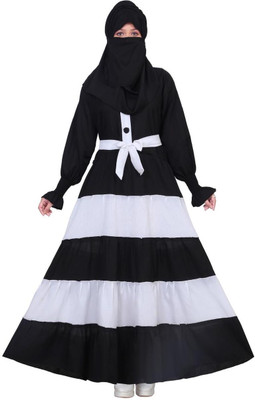 STAJMINADRESSES Cotton Blend Burqa With Hijab(White, Black)