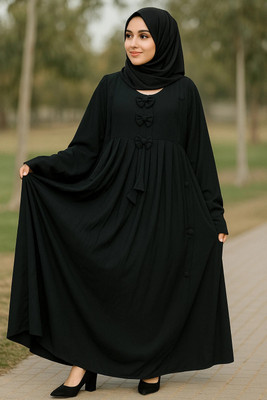 yr enretprise Georgette Self Design Burqa(Black)