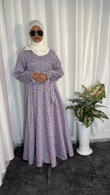 ANBA Cotton Blend Solid Abaya(Purple)