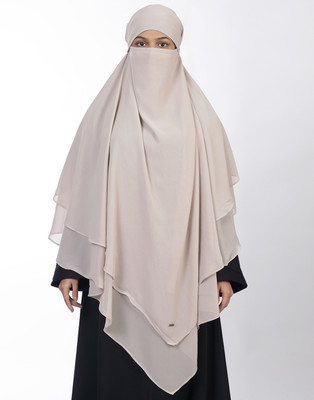 Ana Georgette Solid Burqa(Beige)
