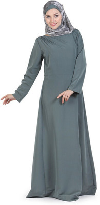 Momin Libas Polyester Solid Abaya(Grey)