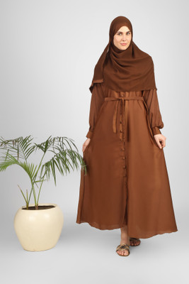 ovais abaya collection Nida Matte Solid Abaya With Hijab(Gold)