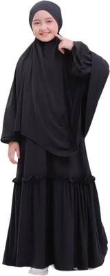 kashaf store Polyester Self Design Burqa With Hijab(Black)