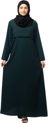 SAKOORA COLLECTION Polyester Solid Burqa(Green)