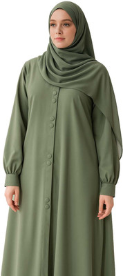 aaruh Polyester Self Design Burqa(Green)