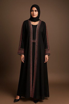 HouseOfCommon Crepe Solid Naqab With Hijab(Black)
