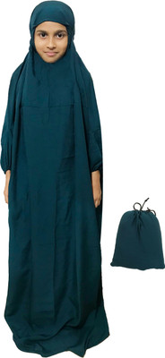 Rayford Crepe Solid Burqa With Hijab(Green)