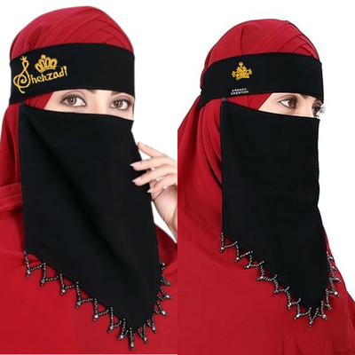 CREANCH CREATION Chiffon Solid Naqab(Black)