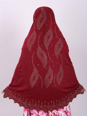 TEXNOVA Polyester Self Design Abaya(Red)