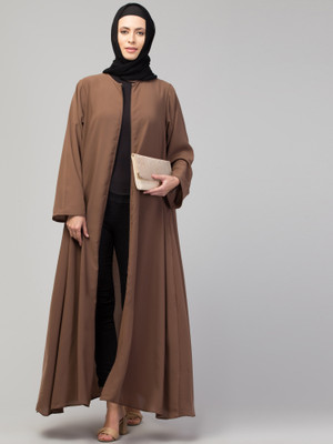 HIJAB WORLD Nida Matte Solid Burqa(Brown)