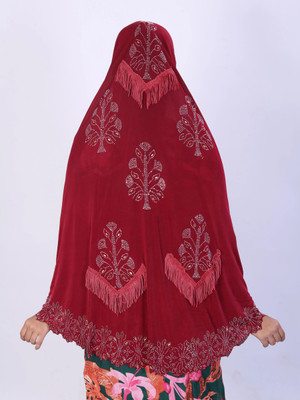 TEXNOVA Polyester Self Design Abaya(Maroon)