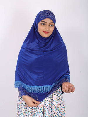 TEXNOVA Polyester Self Design Abaya(Blue)