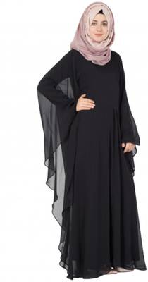 TRUERISE Stylish Dubai Black Kaftan Abaya Dupatta for girls