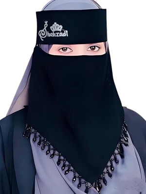 CRENCH CREATION Chiffon Solid Naqab(Black)