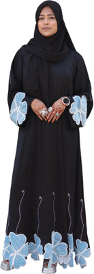 Hadi Collection Cotton Silk Self Design Burqa With Hijab(Black)