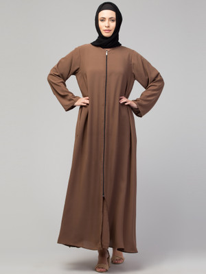 Nazneen Nida Matte Self Design Abaya(Brown)