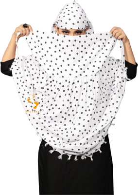 VRAJ ENTRPRISE Cotton Blend Printed Abaya With Hijab(White)