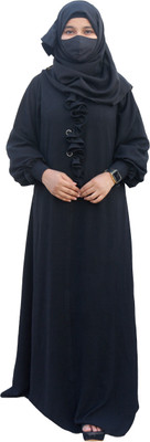 cloudsmaya Crepe Self Design Burqa With Hijab(Black)