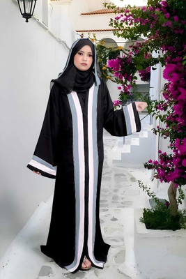 Muskan Fab Polycotton Solid Burqa With Hijab(Black)