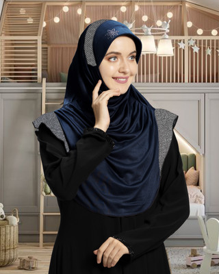 mehar hijab Polyester Solid Abaya(Blue)